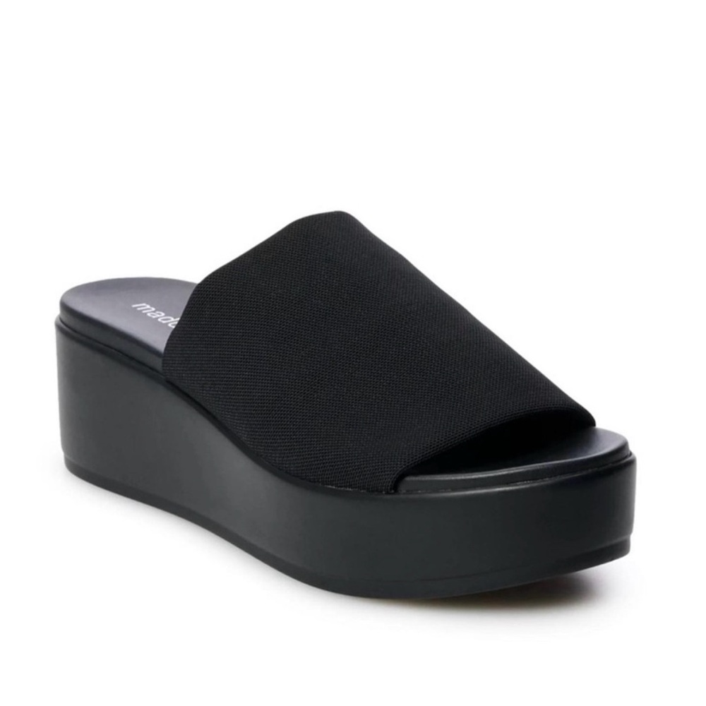 Madden Girl Black Platform Slide Sandals